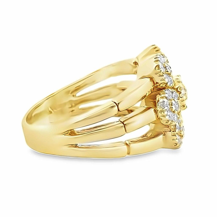 0.70 CTW Round Diamond 14K Yellow Gold Cluster Ring