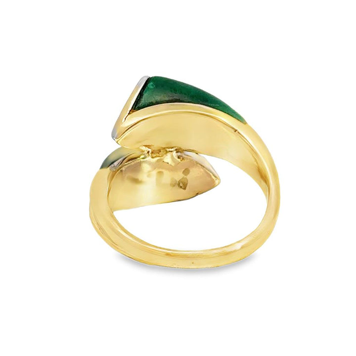 Malachite Heart & 0.06 CTW Diamond 14K Yellow Gold Ring