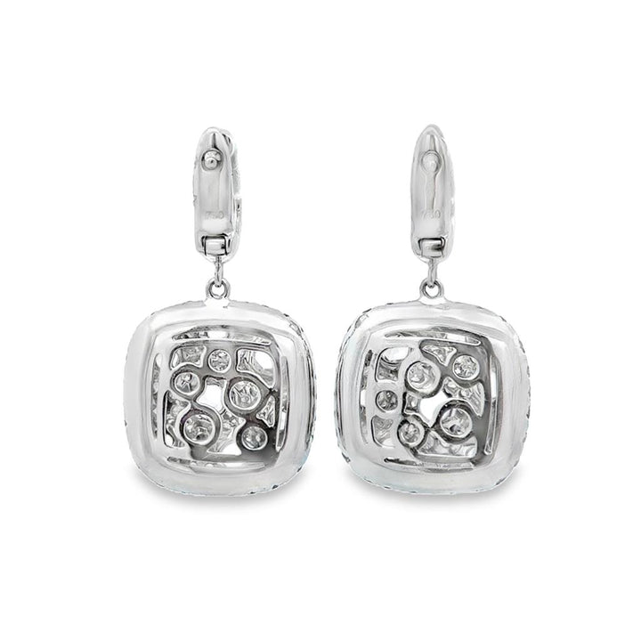 4.28 CTW Rose Cut Diamond Pavé Drop Earrings 18K White Gold