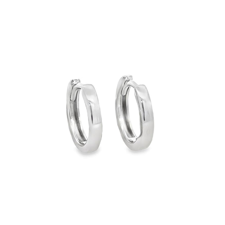 14K White Gold Huggie Hoop Earrings