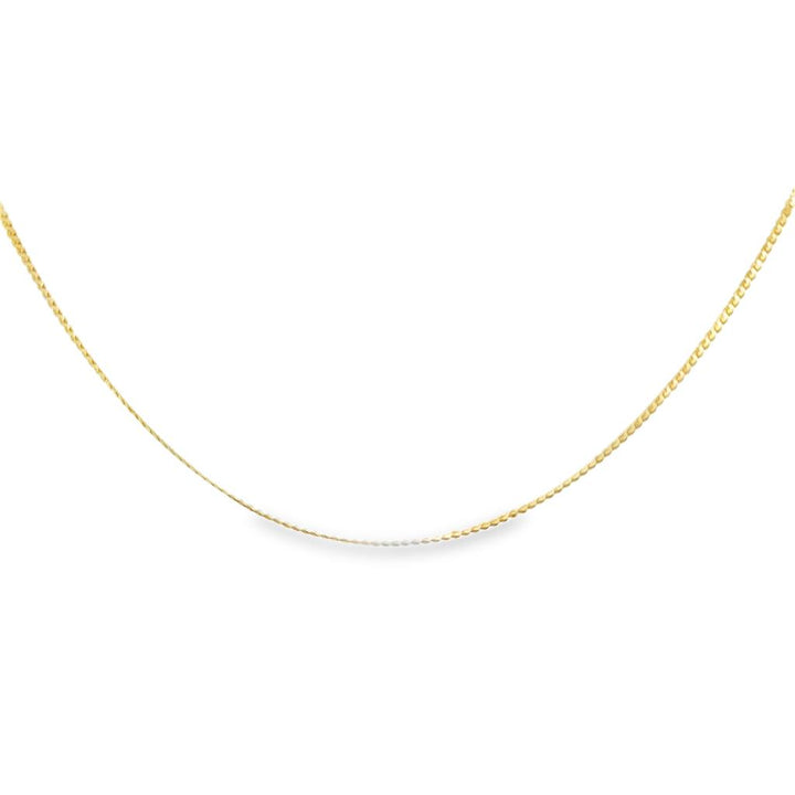 14K Yellow Gold Tiny Flat Herringbone Chain Necklace – 1.2mm, 16"