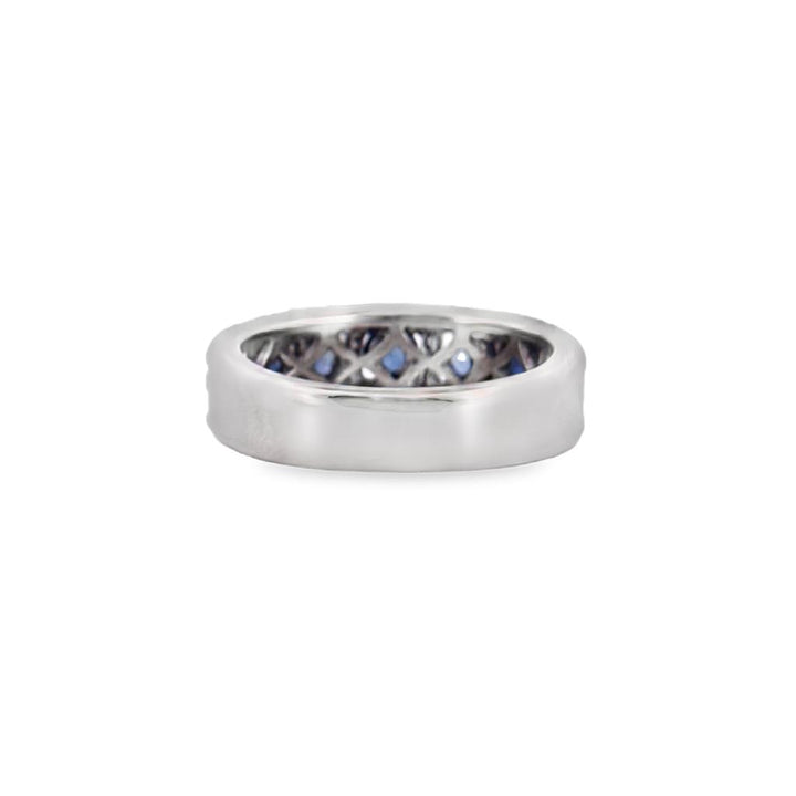 1.03 CTW Sapphire & Diamond 14K White Gold Wide Band Ring – 5.5mm