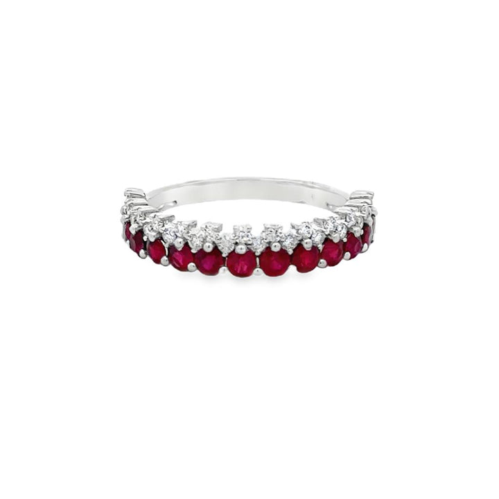 0.31 CTW Diamond and Ruby Stacking Band 14K White Gold