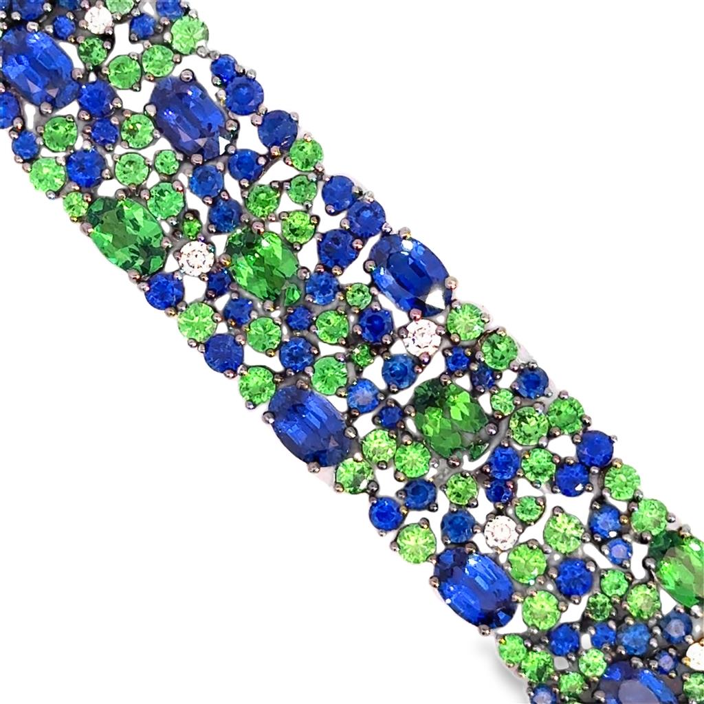 Robert Procop 27.25 CTW Sapphire, Tsavorite & Diamond American Glamour Bracelet