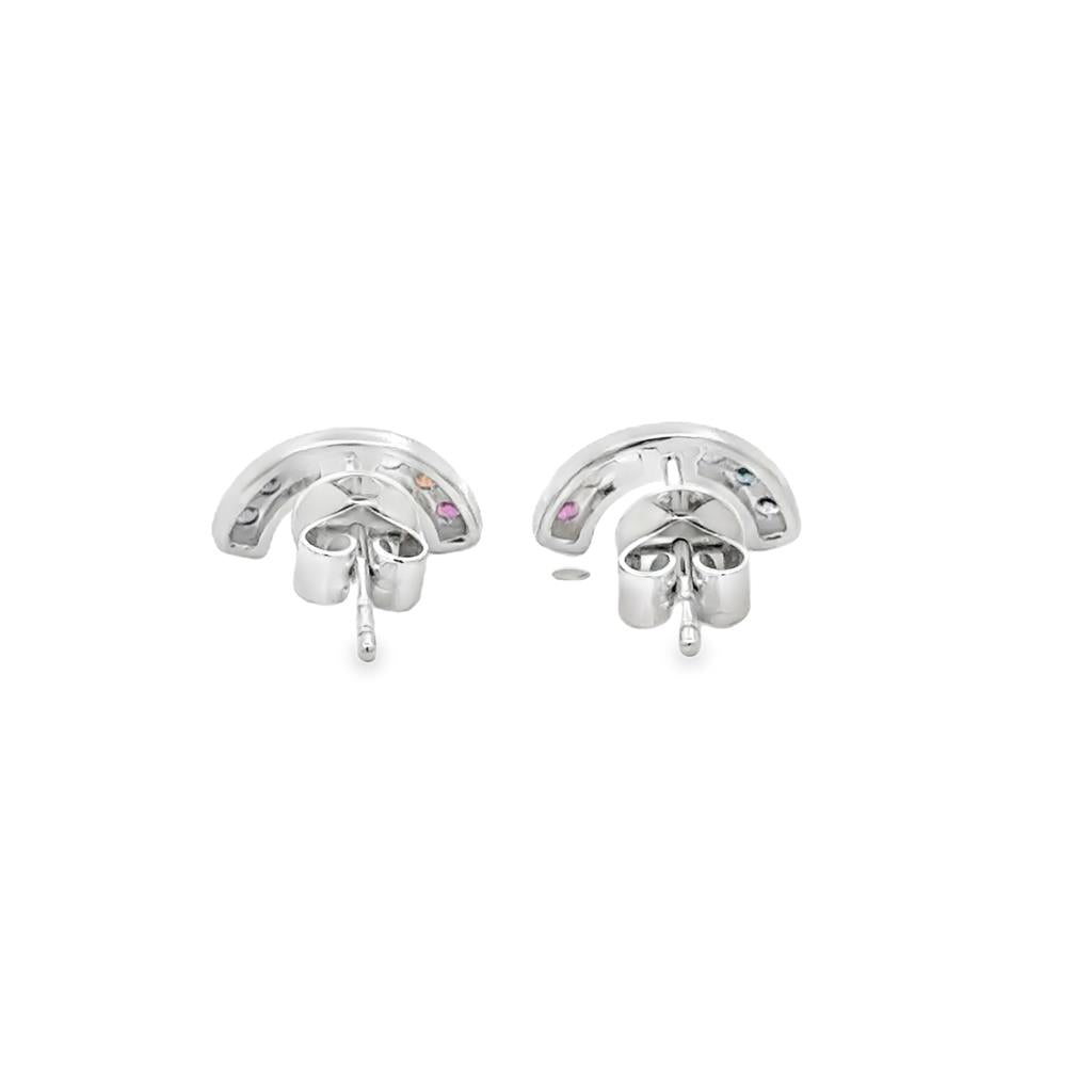 0.20 CTW Rainbow Sapphire 14K White Gold Stud Earrings