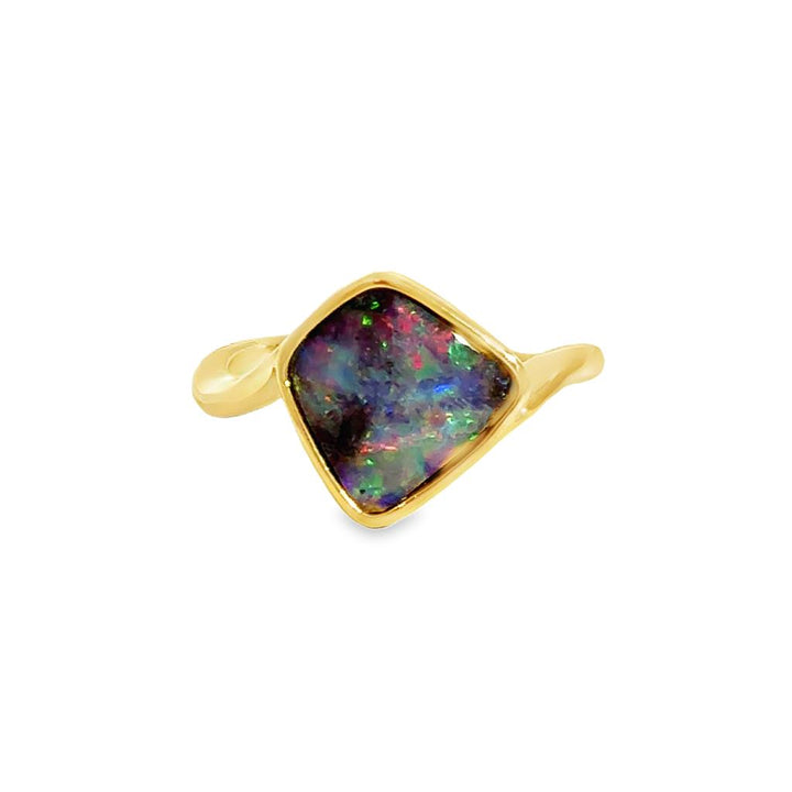 2.46CT Boulder Opal Ring in 14K Yellow Gold