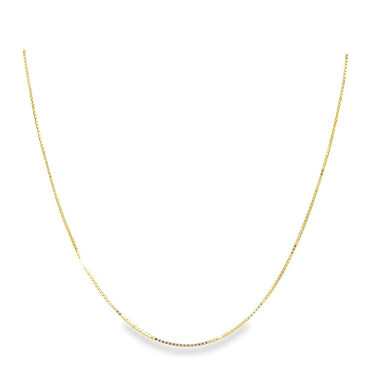 14K Yellow Gold Adjustable Box Chain Necklace – 20", 1mm
