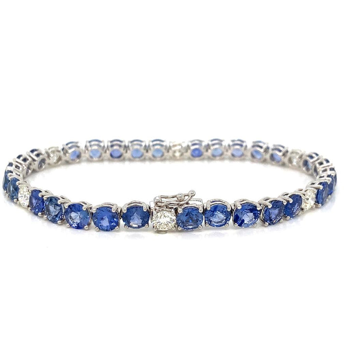 16.55ct Round Brilliant Blue Sapphire and Diamond Bracelet
