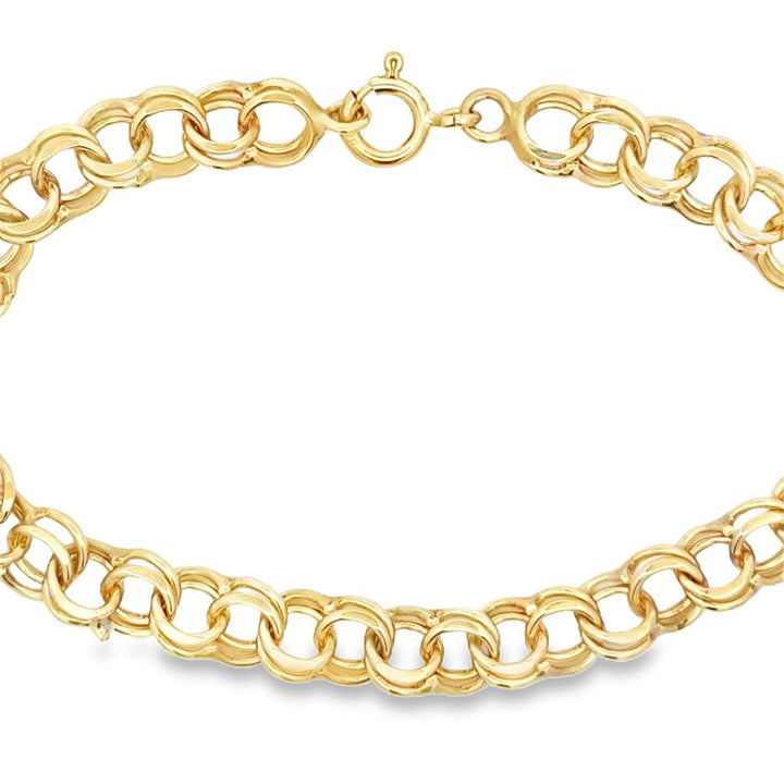 14K Yellow Gold Charm Link Bracelet 7"