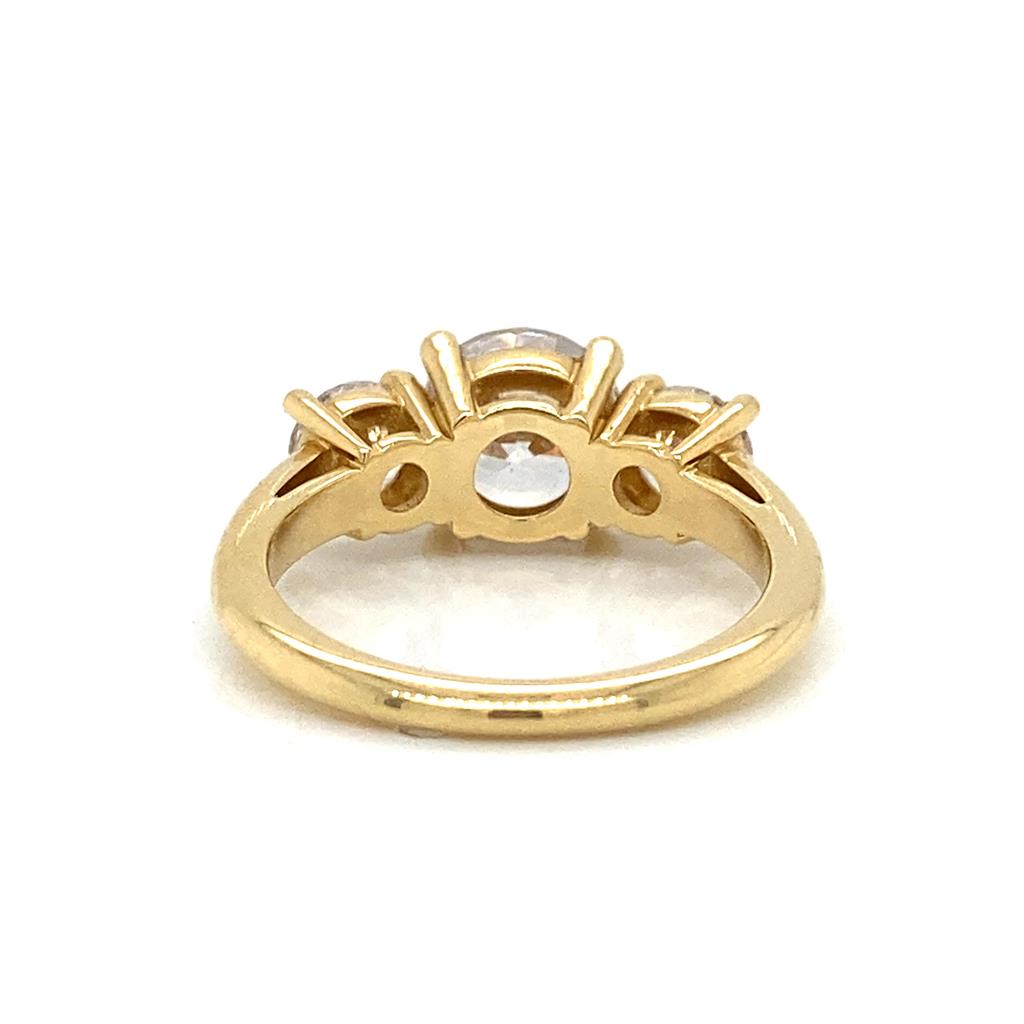 Three Stone Semi-Mount Diamond 18K Yellow Gold Engagement Ring