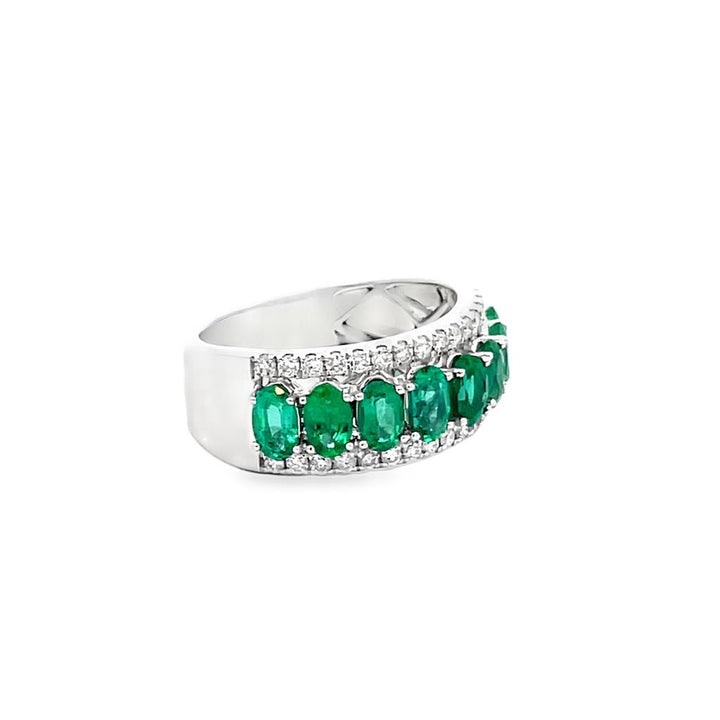 1.79 CTW Emerald & 0.40 CTW Diamond 14K White Gold Band Ring