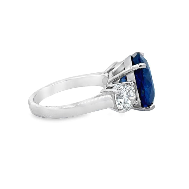9.84 CT Round Sapphire & 1.85 CTW Diamond Platinum 3 Stone Anniversary Ring - GIA