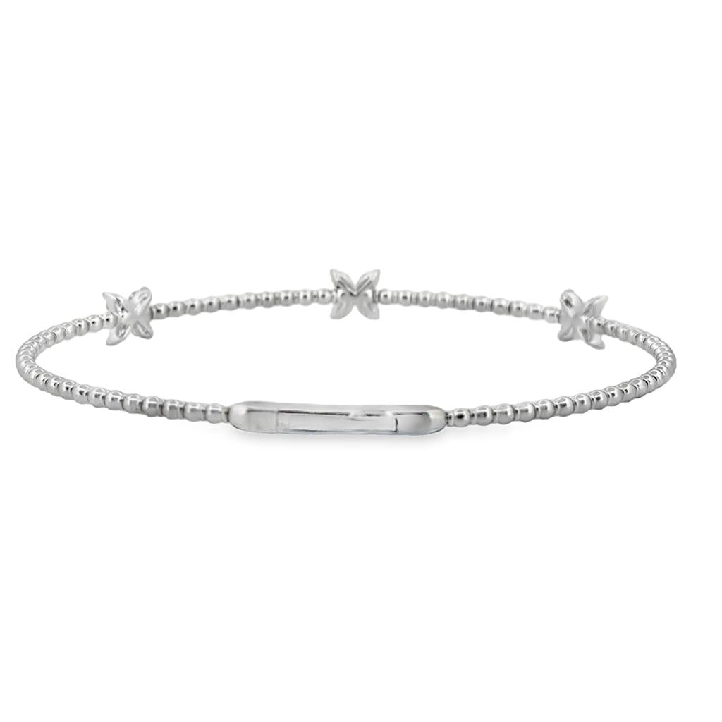 0.36 CTW Diamond Flower Flexible Bangle in 14K White Gold