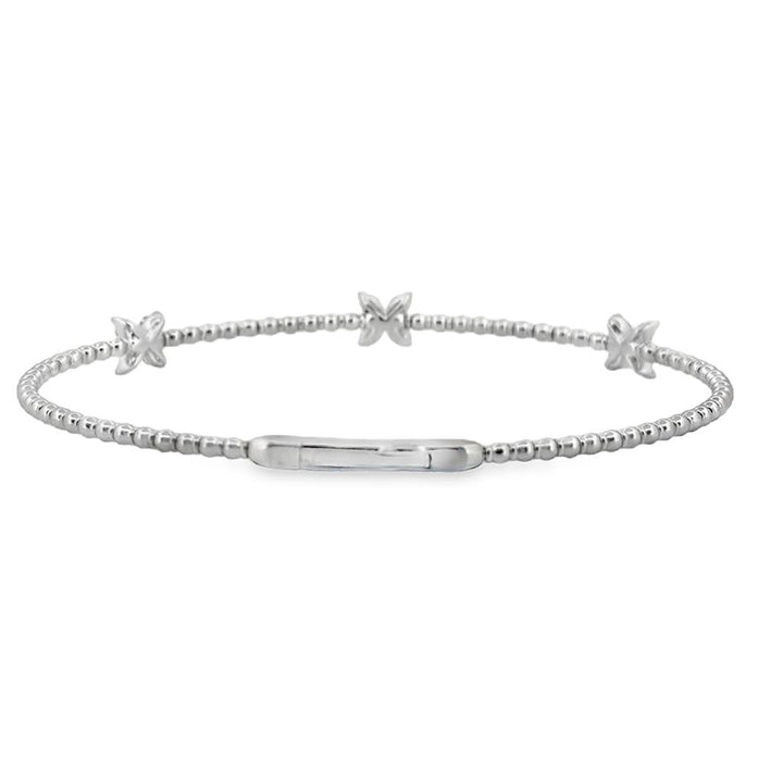 0.36 CTW Diamond Flower Flexible Bangle in 14K White Gold