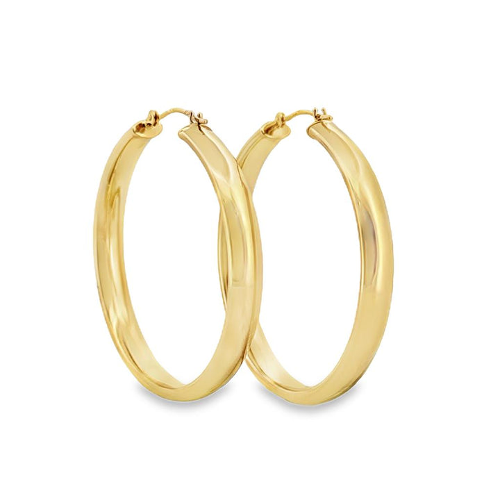 Large 14K Yellow Gold Hoop Earrings – 1.5" Hollow with 4.5mm Width