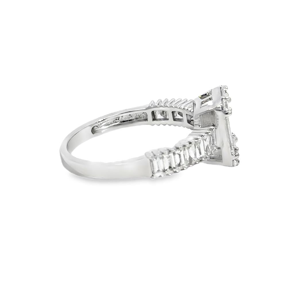 1.28 CTW Diamond 18K White Gold Baguette Ring