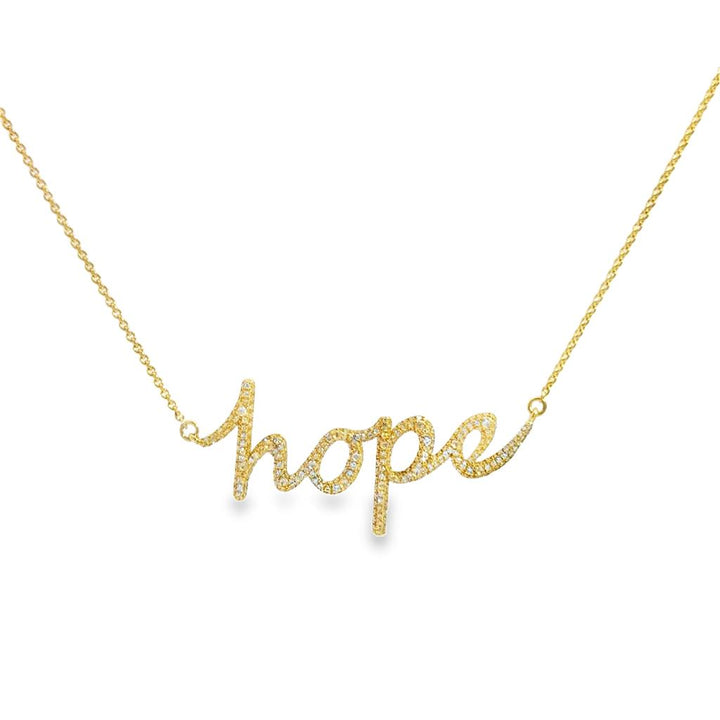 Diamond “Hope” Script Necklace – 18K Yellow Gold
