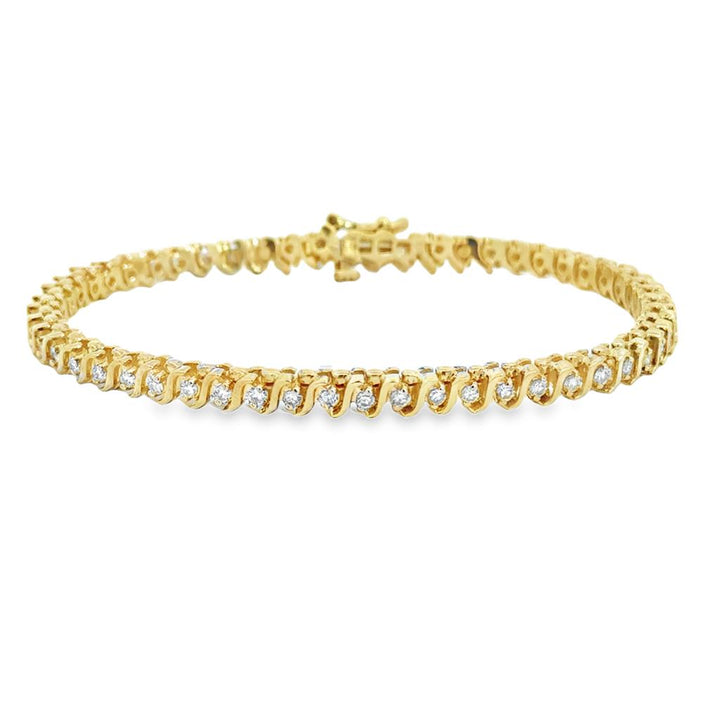 1.00 CTW Diamond Tennis Bracelet 14K Yellow Gold – 7 1/4"