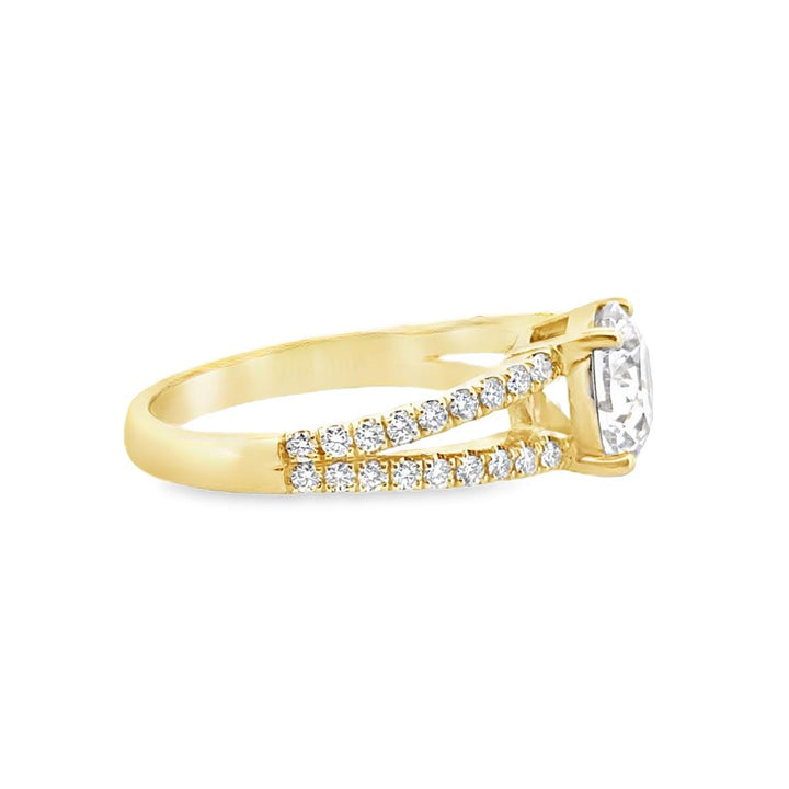 Split Shank Pavé Engagement Semi-Mount Ring in 18K White Gold