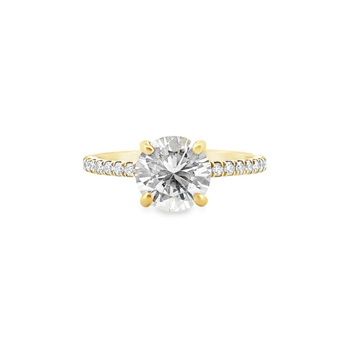 Hidden Halo Micro Pavé Engagement Semi-Mount Ring in 18K Yellow Gold