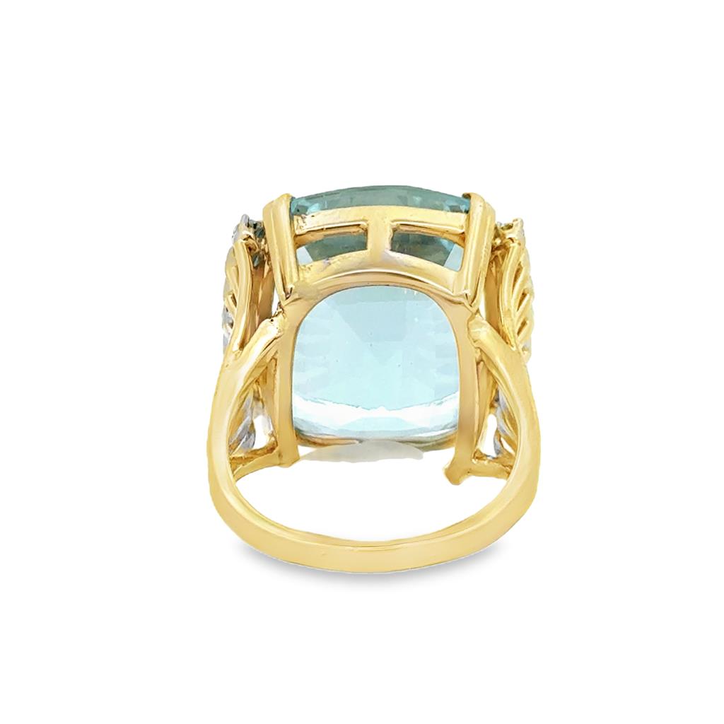 Pre-Owned Aquamarine & Diamond 14K Yellow Gold Ring
