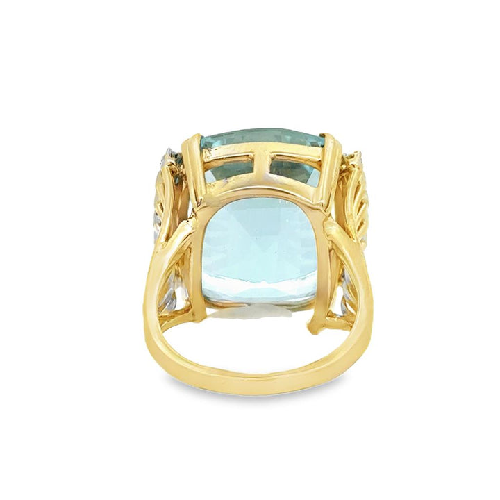 Pre-Owned Aquamarine & Diamond 14K Yellow Gold Ring