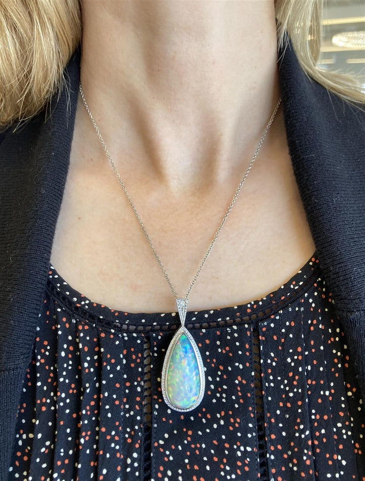 Cabochon Opal Pendant Necklace