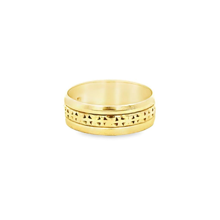 14K Yellow Gold Band Ring with Center Design – Size 5.5