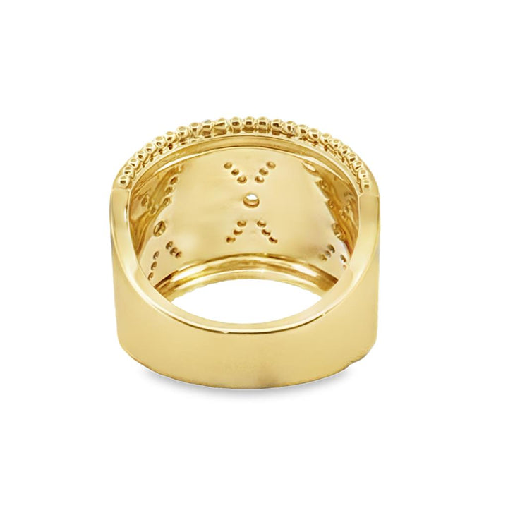 Doves 0.45 CTW Diamond 18K Yellow Gold Wide Ornate Band