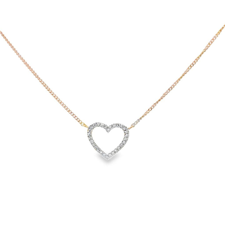 0.06 CTW Diamond 14K Rose Gold Heart Station Pendant Necklace