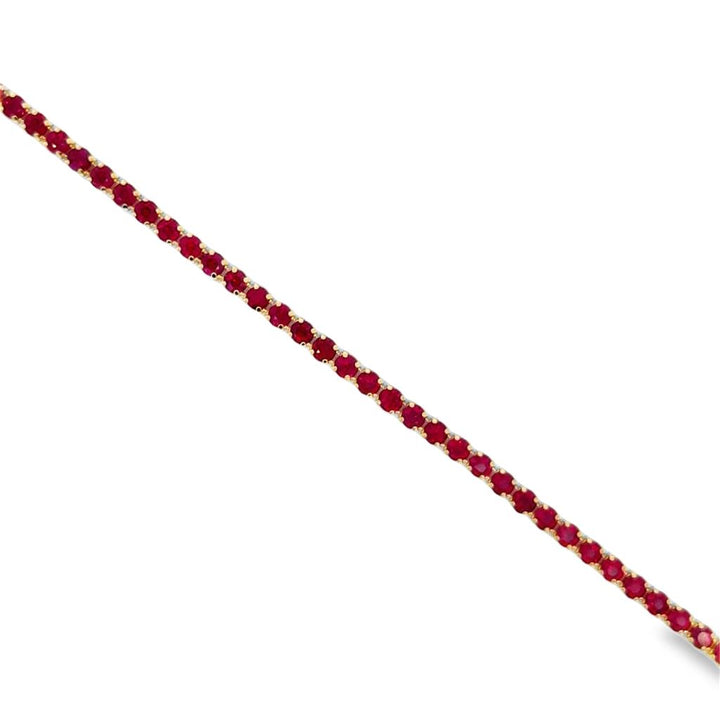 3.65 CTW Ruby 18K Yellow Gold Micro Tennis Bracelet
