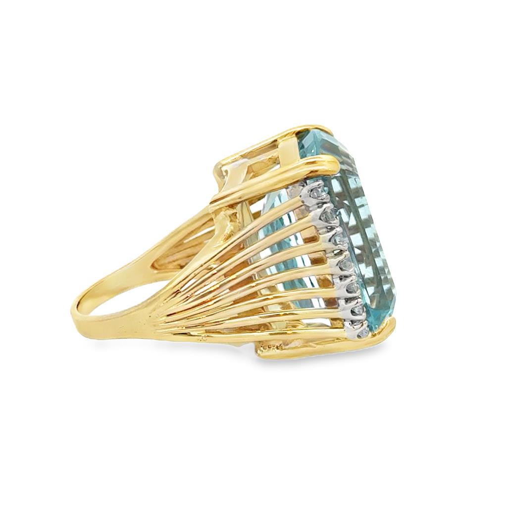 Pre-Owned Aquamarine & Diamond 14K Yellow Gold Ring
