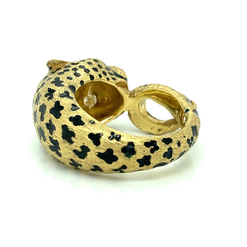 Sal Praschnik 0.14 CTW Diamond 18K Yellow Gold Enamel Cheetah Ring