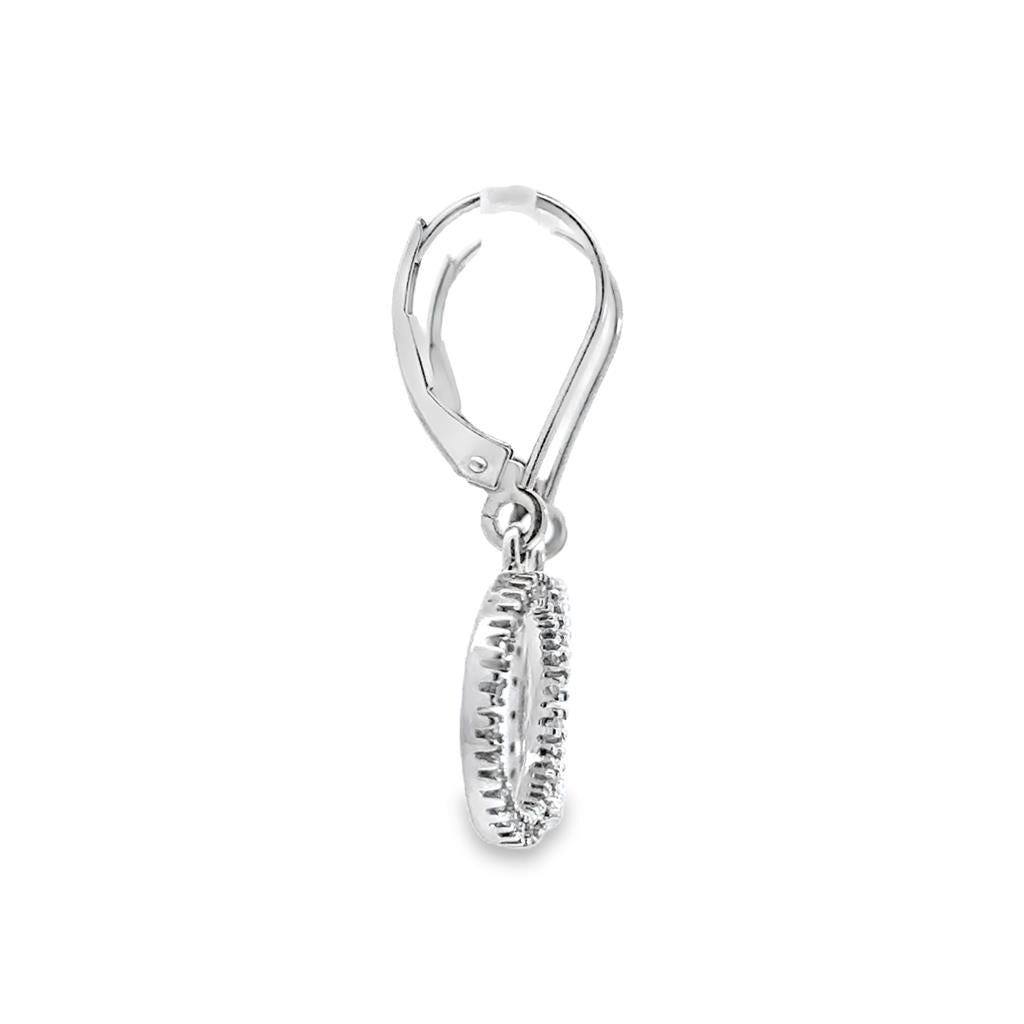 0.40 CTW Diamond Circle Drop Earrings 10K White Gold