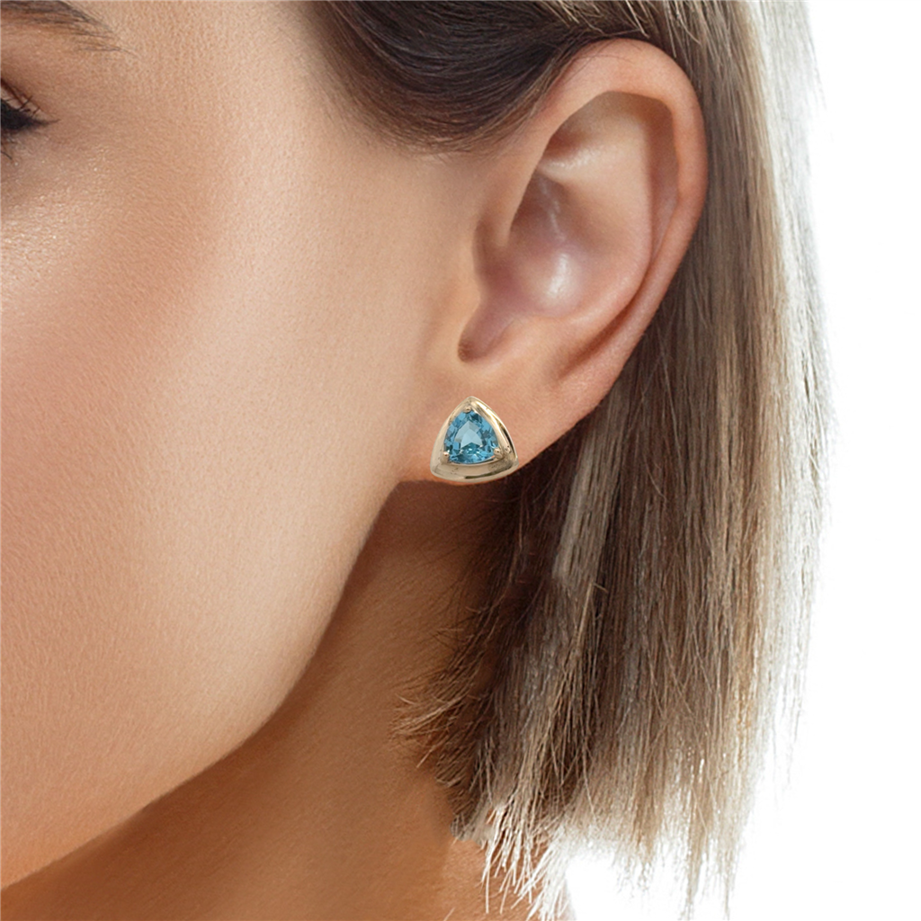 Pre-Owned Blue Topaz Stud Earrings 14K Yellow Gold – 9.8mm