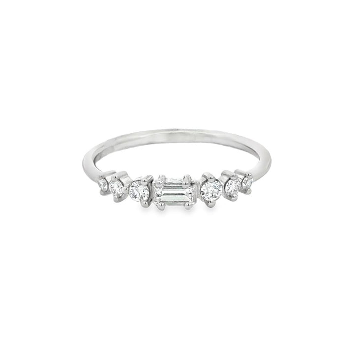 0.31 CTW Diamond 14K White Gold Band – Round & Baguette Accents, 3.2mm