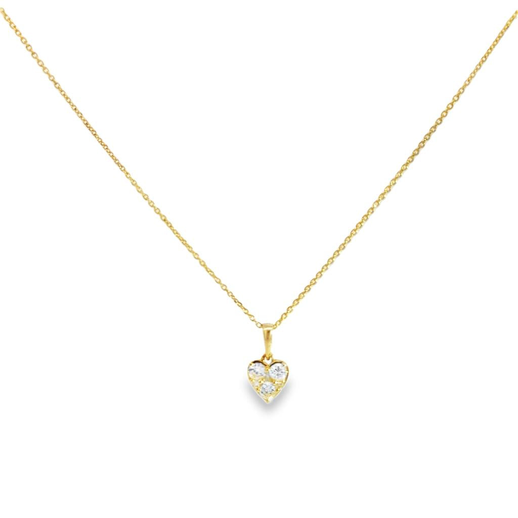 0.20 CTW Diamond Mini Heart Pendant Necklace in 14K Yellow Gold