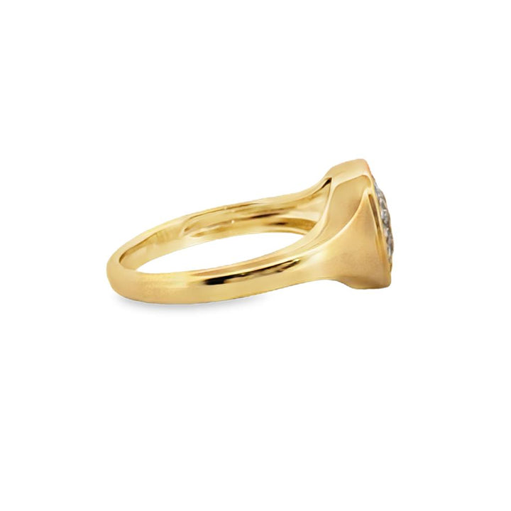 Doves 0.35 CTW Diamond 18K Yellow Gold Pave Cushion Ring