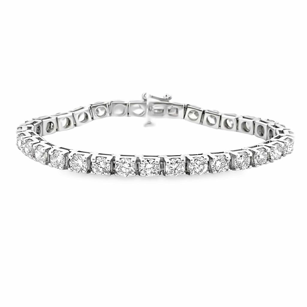 10.00 CTW Round Brilliant Diamond 14K White Gold Tennis Bracelet