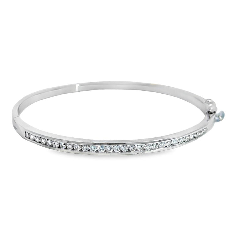 1.00 CTW Diamond 14K White Gold Bangle Bracelet