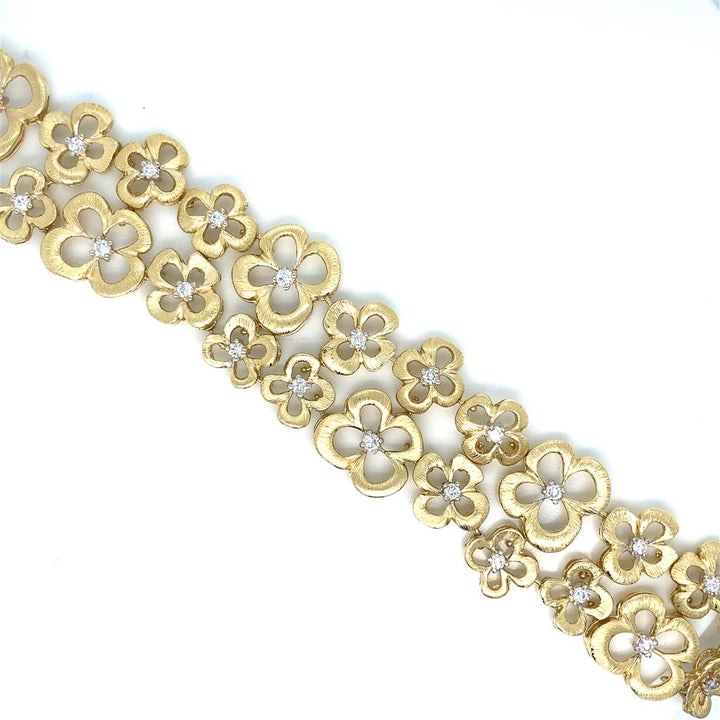 Sal Praschnik 2.60 CTW Diamond 18K Yellow Gold Flower Bracelet