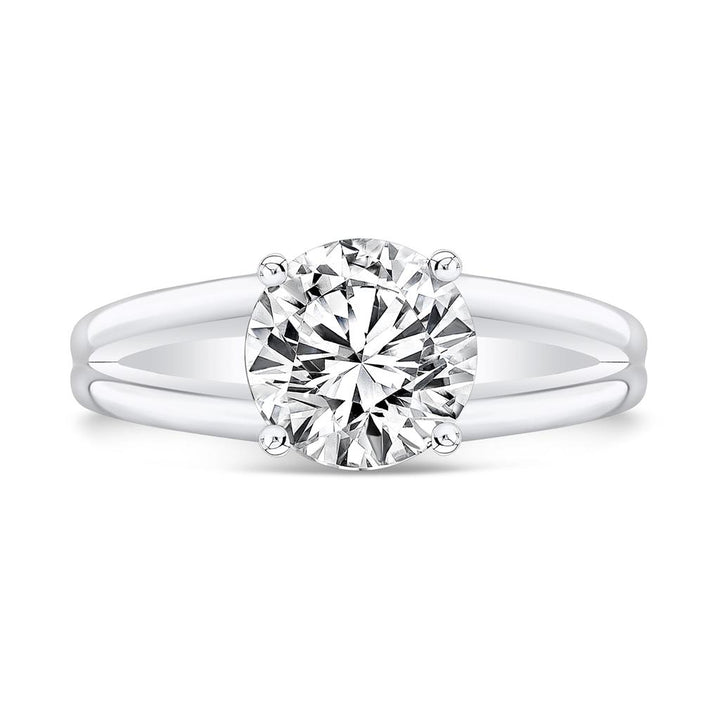 Semi-Mount Diamond 18K White Gold Split Shank Engagement Ring