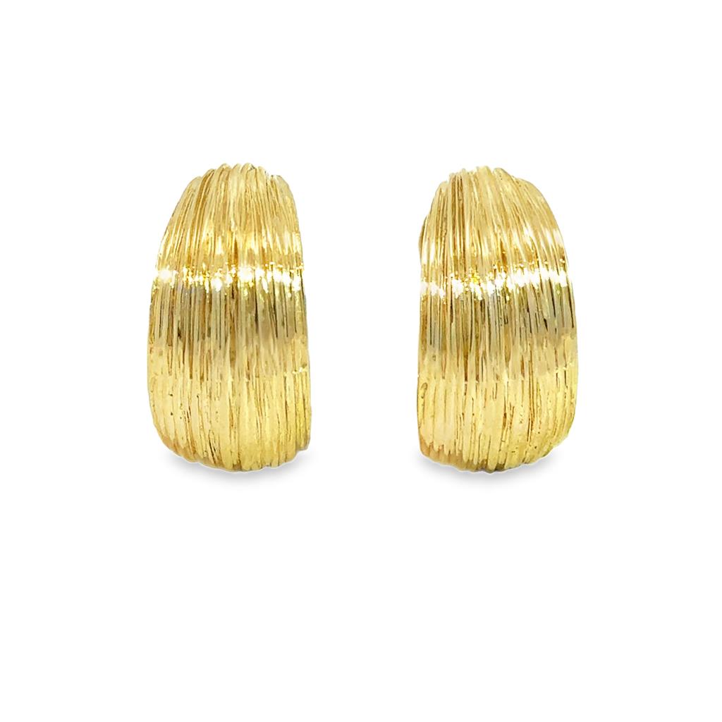 14K Yellow Gold Textured Hoop Earrings with Leverbacks – 20mm