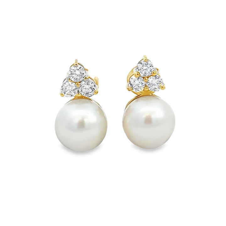 0.53 CTW Diamond & 9mm Akoya Pearl 14K Yellow Gold Earrings