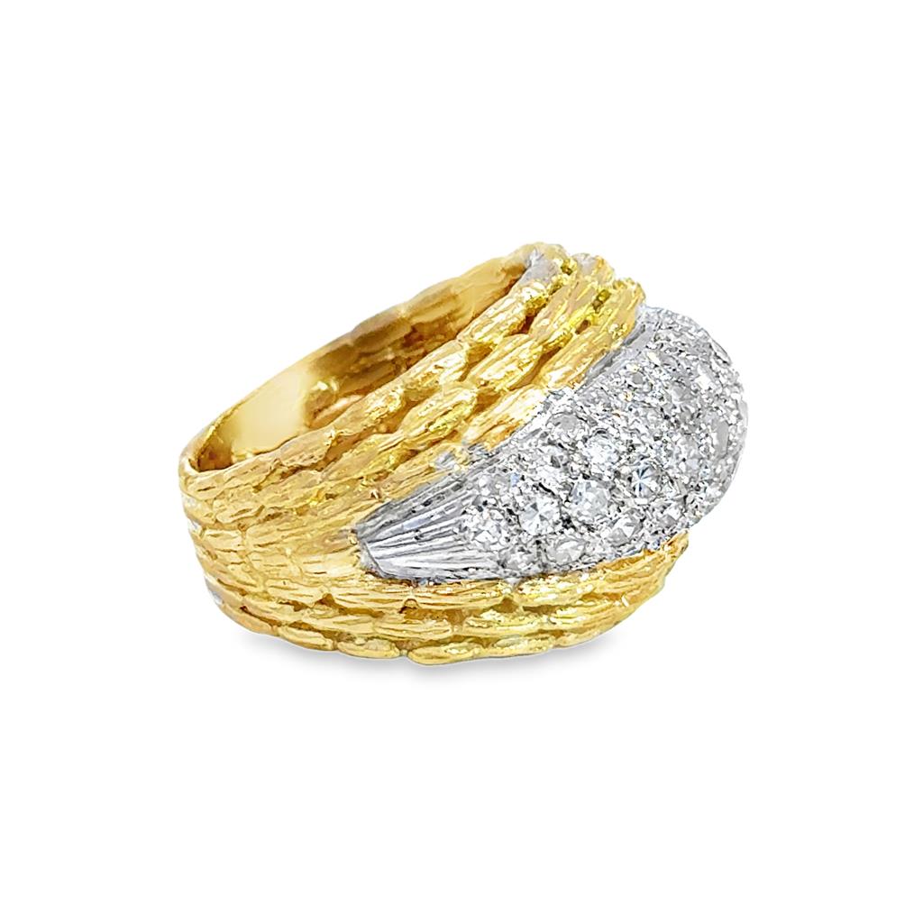 1.40 CTW Diamond Pavé 14K Two-Tone Dome Cocktail Ring