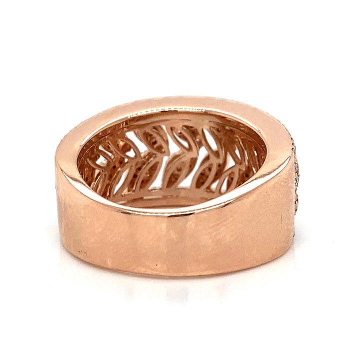 1.06 CTW Round Diamonds 18K Rose Gold Leaf Design Ring
