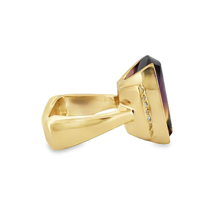 Ametrine and Diamond Statement Ring, 14K Yellow Gold – Size 6