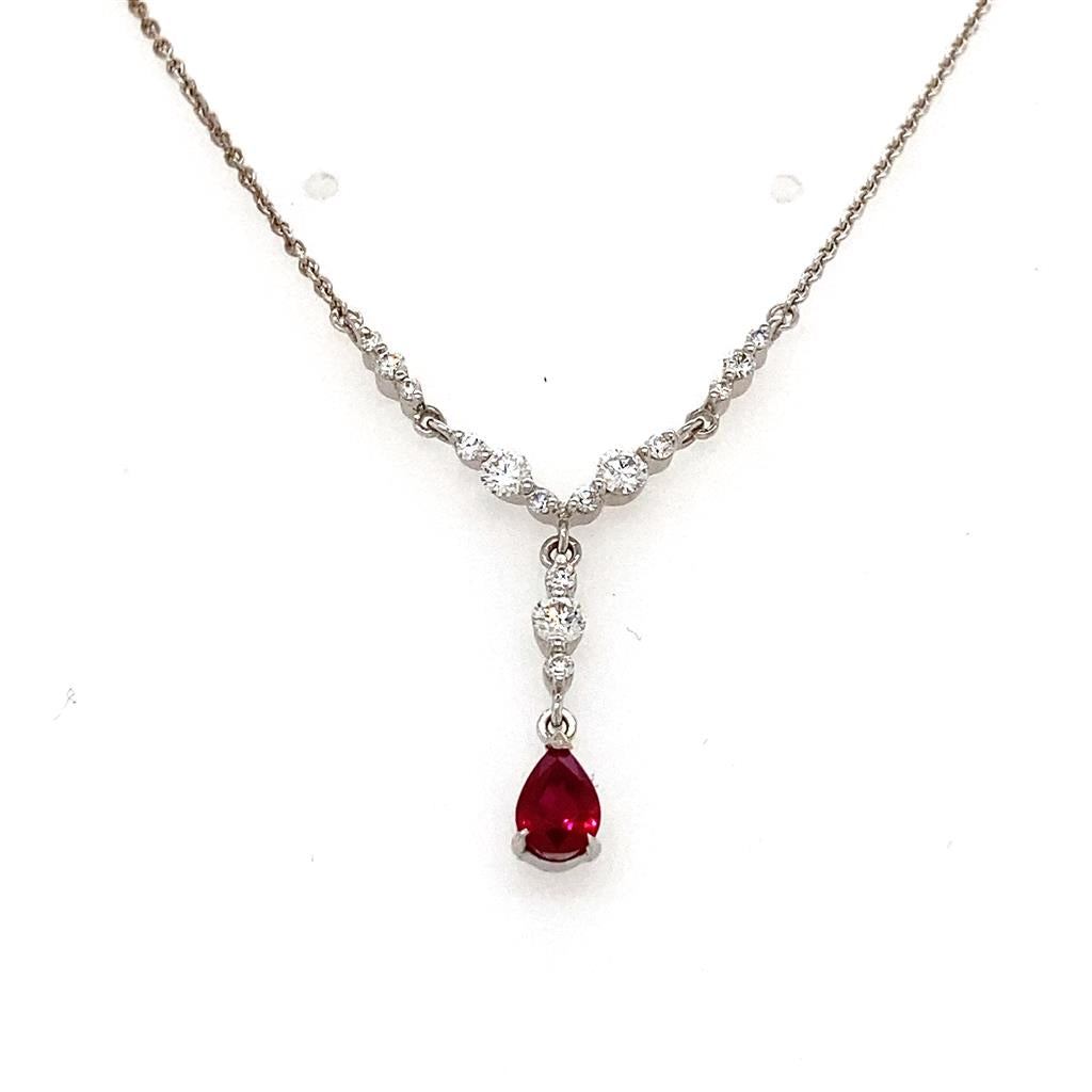 .50ct Pear Shape Ruby & Diamond Necklace