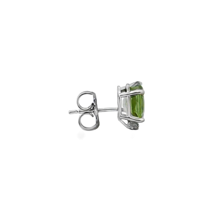 Diamond & Peridot Oval Stud Earrings, 14K White Gold