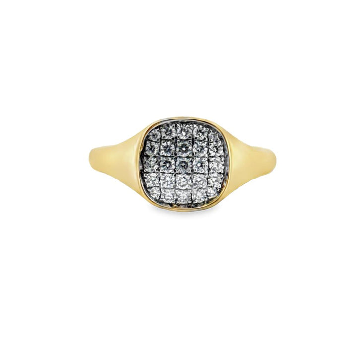 Doves 0.35 CTW Diamond 18K Yellow Gold Pave Cushion Ring